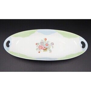 P.V. Vessra Germany Celery Dish Serving Hand-Painted Floral Pastel 13 Inch